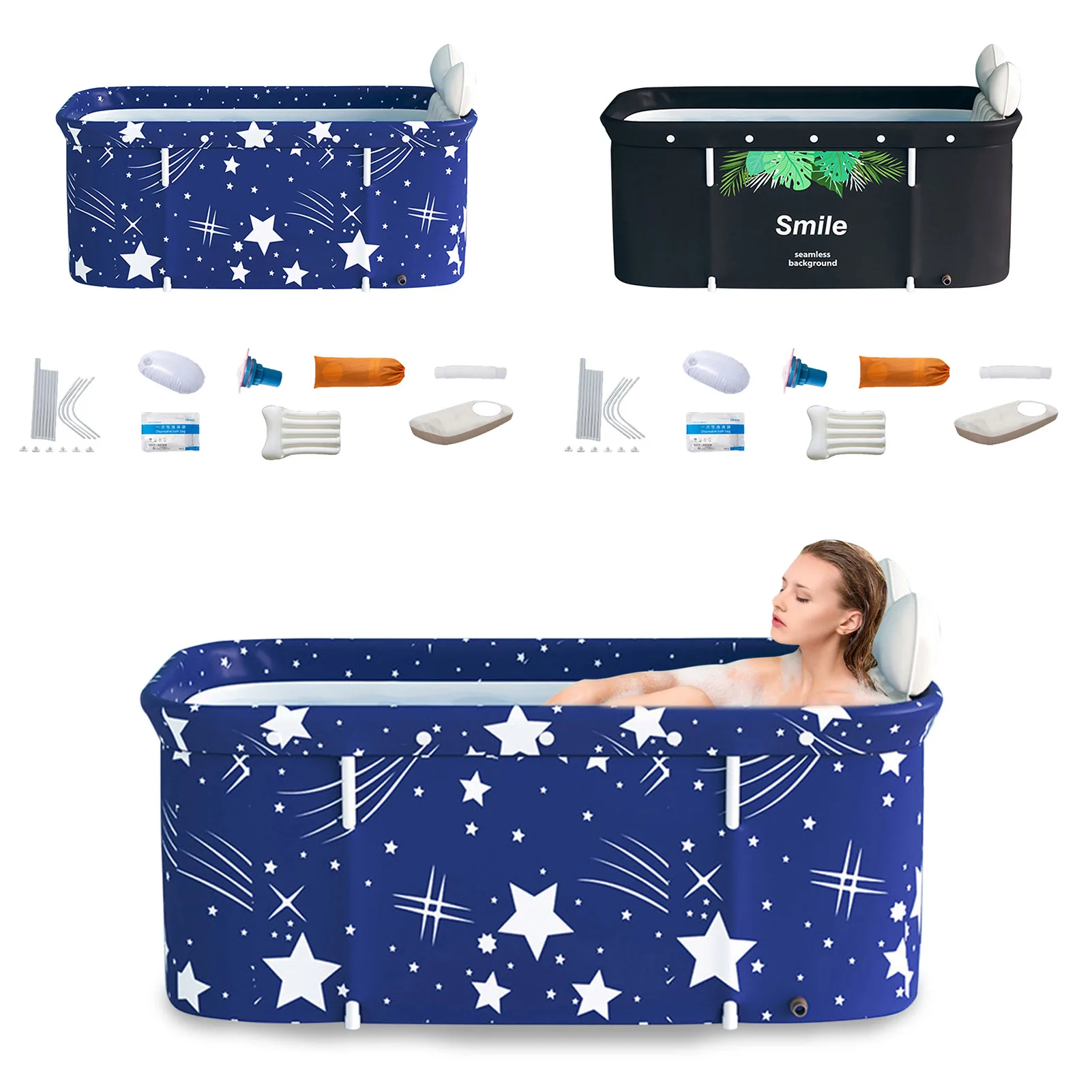 Portable Folding Bathtub Set Foldable Soaking Bathing Tub Adult Bathtub Bath Barrel Beauty Spa Household Large Tub Full Body
