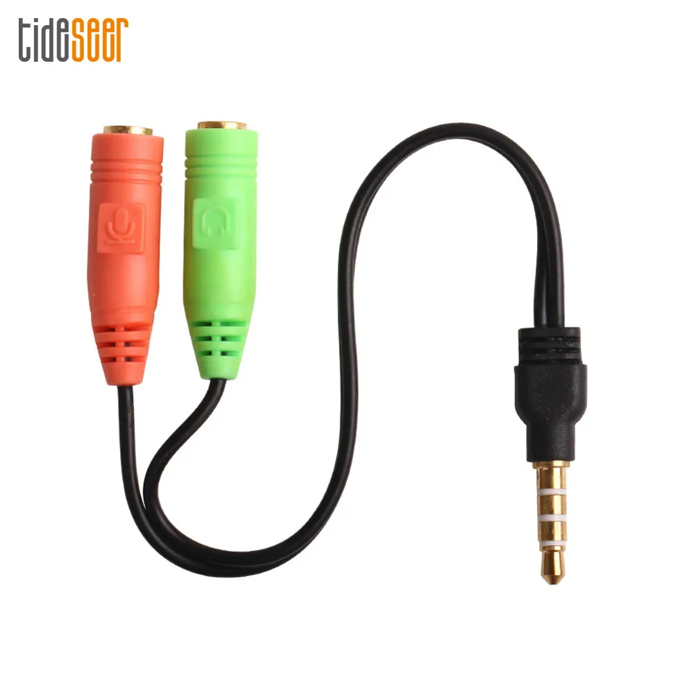 3 5mm Jack Audio Splitter 4 Pole Aux Extension Adapter Cable Male to 2 Female for PC Laptop Headphone Speaker Phone 100pcs