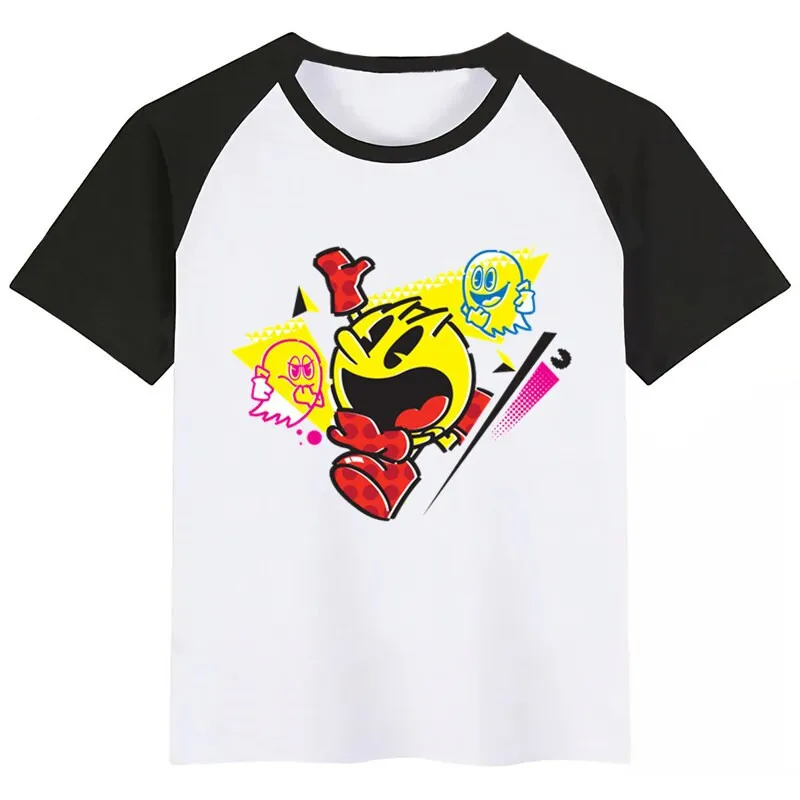 Детская забавная Футболка с принтом «человек-Пак», «Eat Ghost» детские летние топы, Детская футболка с рисунком «Pacman» одежда для малышей