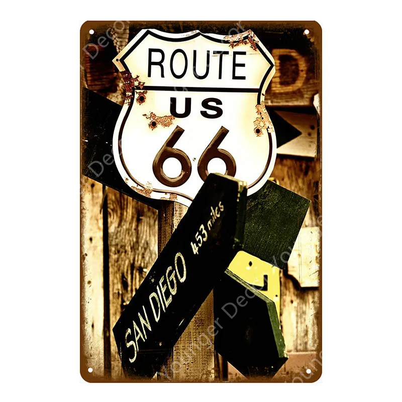Винтаж US Route 66 металлические знаки американская дорога автомобиль мотоциклы тарелка настенный плакат Паб Бар Клуб домашний декор гараж украшение YI-024 - Цвет: YD7752EI