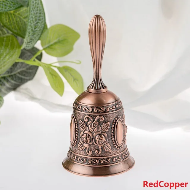 Redcopper Сервировочный колокольчик, металлические ручные колокольчики, обеденный стол, Рождественская декоративная панель, счетчик для ресторана, настольные часы, подарочные аксессуары, Новинка - Цвет: Redcopper