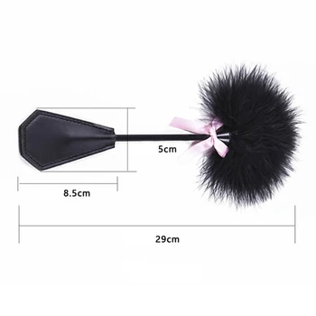New Erotic Bdsm Feather Tickled Whip Bondage Punish Fetish Leather Spanking Paddle Play Flogger Lover Riding Crop Pony Sex Toy 3
