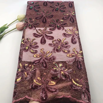 

New fashion African french net lace fabric 2019 sequence embroidered tulle mesh sequins lace trim high quality organza mesh lace