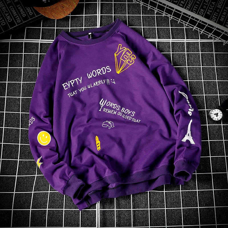 Осенние мужские толстовки XL tide бренд жир свободный круглый вырез уличная хип хоп длинный рукав джемпер японский стиль M-5XL