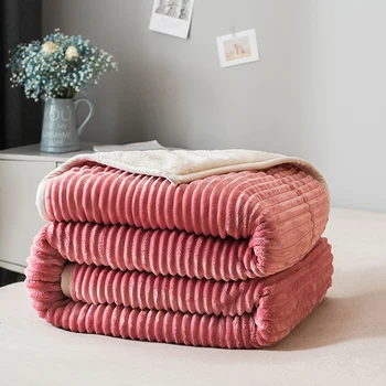 

Latest Lamb Home Winter Warm Blanket Thickened Plaid for Bed Quilt Office Sleeping Comforter Outdoor Camping Blankets