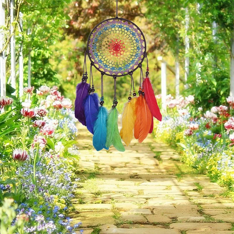 New-Colorful Feather Dream Catcher Handmade Decorative Pendant Dreamcatcher Wall Decoration Dream Catchers Wall Hanging Decorati