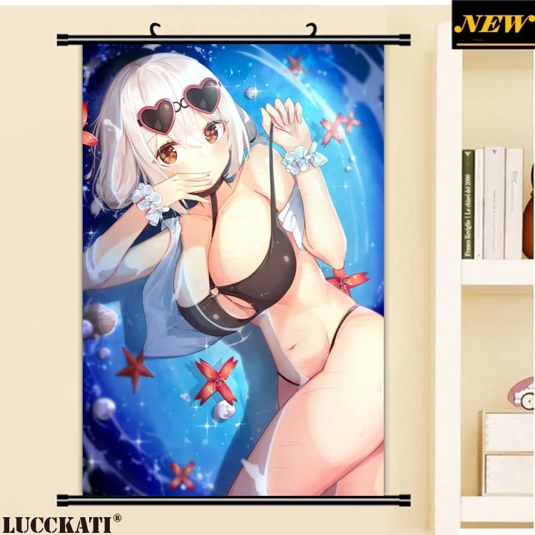40X60 см Azur Лэйн Билан хансян игра капроновые сексуальные лоли соски pantsu мультфильм аниме настенный постер прокрутки холст живопись - Цвет: V