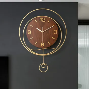 

Nordic Large Wooden Metal Wall Clock Modern Design Silent Wall Clock Pendulum Living Room Relogio Parede Home Decoration BA60WC