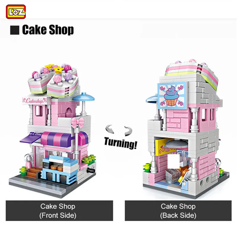 

LOZ 334pcs Architecture House 3D Educational DIY Bricks Constructor Mini Street Cake Shop Building Blocks Toys For Girls Gifts