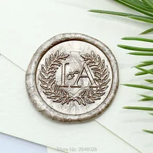 Пользовательские две инициалы восковой печати штамп, венок восковой печати комплект печатей, свадебные пригласительные печати, свадебный подарок, индивидуальный деревянный воск штамп