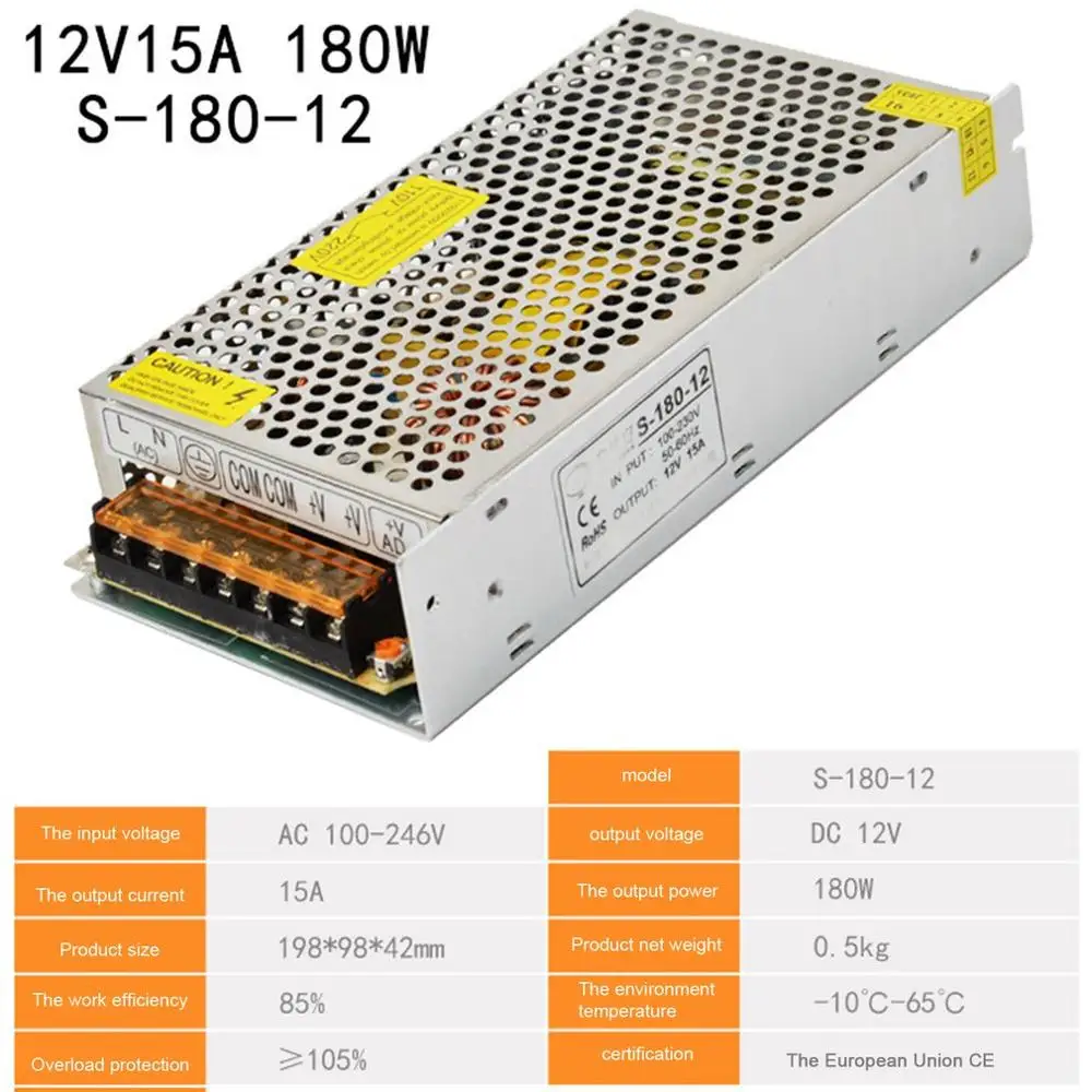 Переключение Питание DC12V 6A 8.5A 10A 12.5A 15A 16.5A 20A 25A 30A 33A 40A 60A AC 220V постоянного тока 12 вольт для детей возрастом от 12 V Светодиодные ленты - Цвет: DC 12V 15A 180W