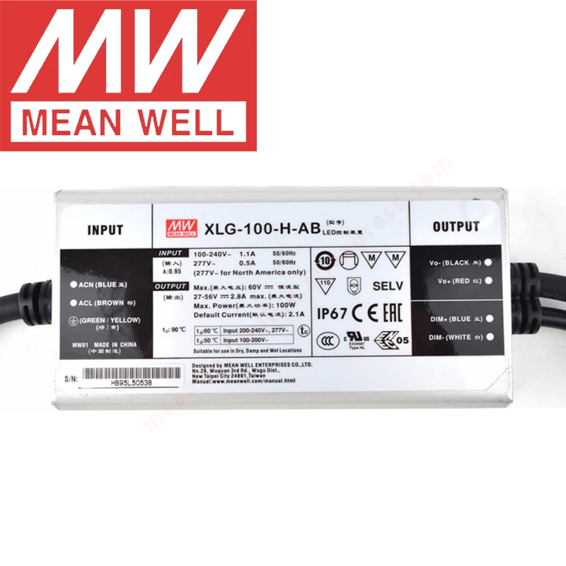 Mean Well XLG-100-12-A LED-Trafo, 96 W, 12 V DC, 8000 MA