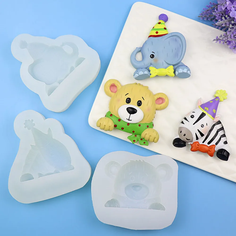 

Cartoon Animal Sugar Silicone Moulds Bear Zebra Elephant Chocolates Fondant Mold Diy Aromatherapy Gypsum Mould For Mastic Clay