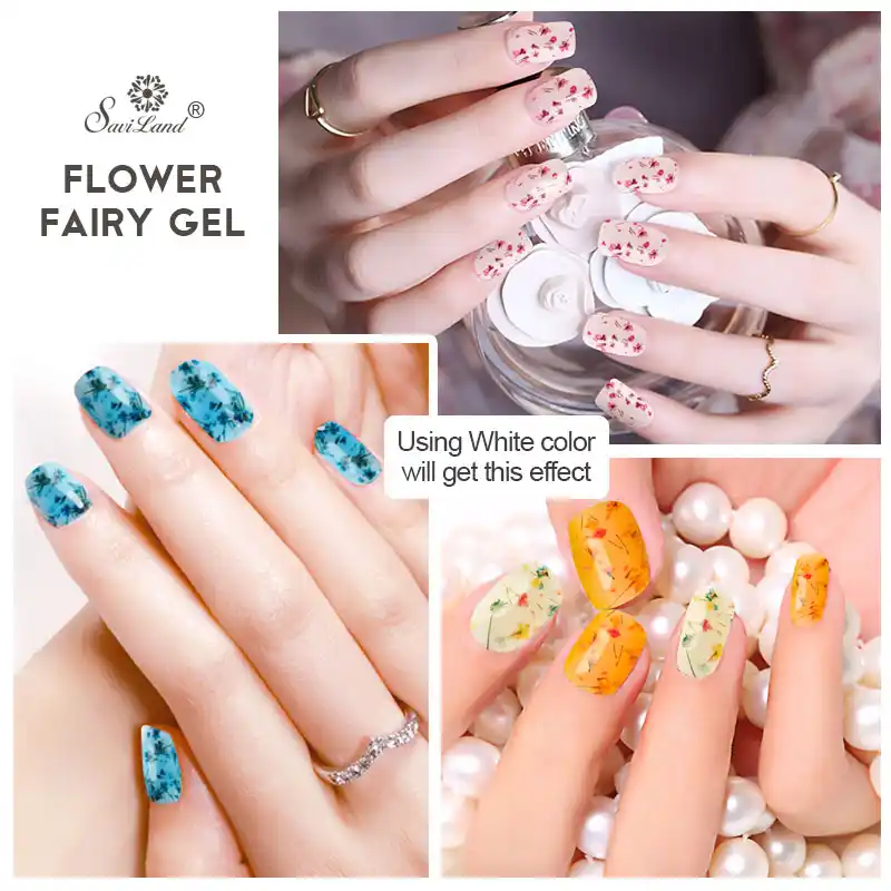 Saviland Fleur Uv Gel Vernis Chanceux Gel Peinture Fleurs Séchées Nail Art Colle 3d Bricolage Design Naturel Fée Vernis à Ongles Gel