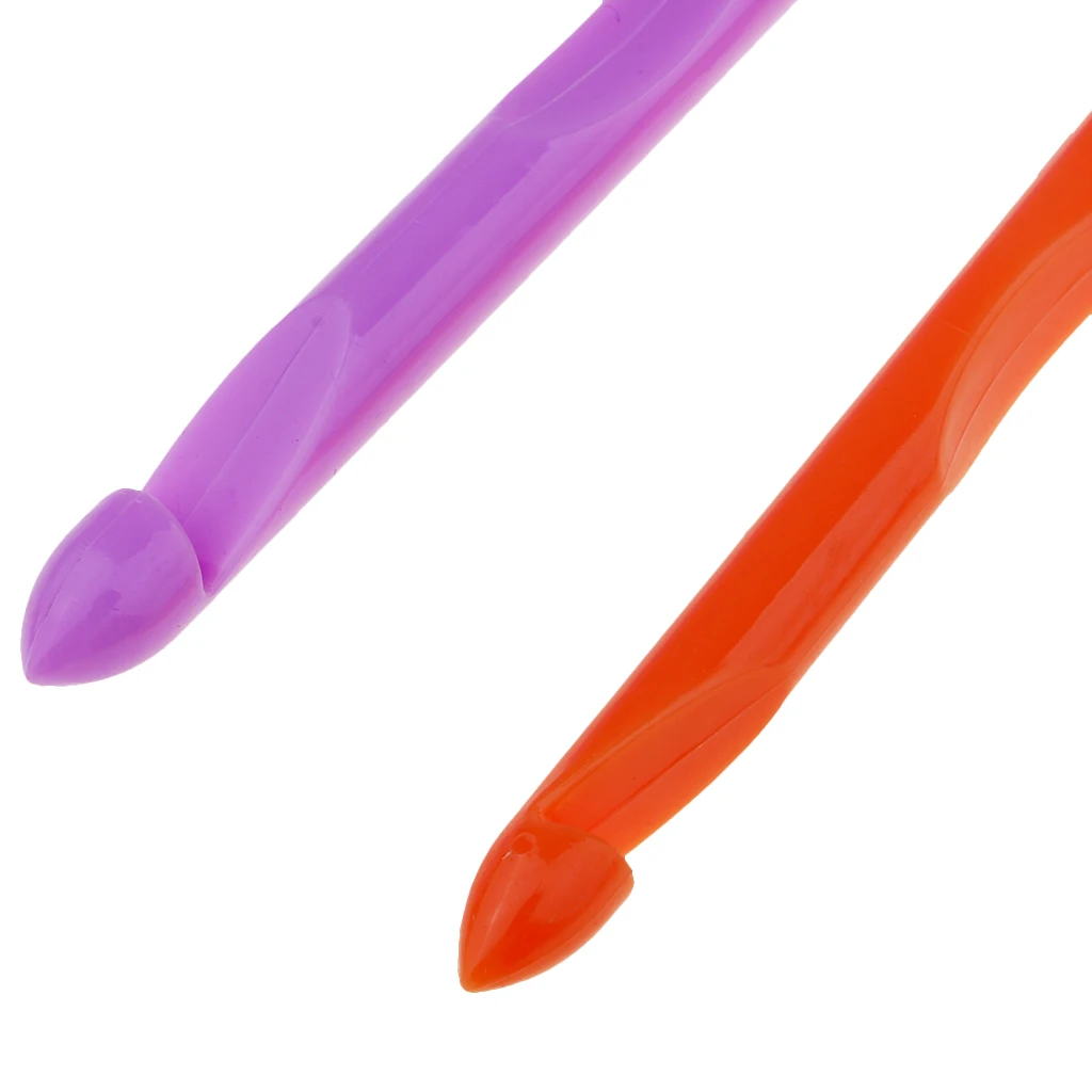 12pcs Plastic Flexible Afghan Tunisian Crochet Hooks Weave Needles 3.5-12mm