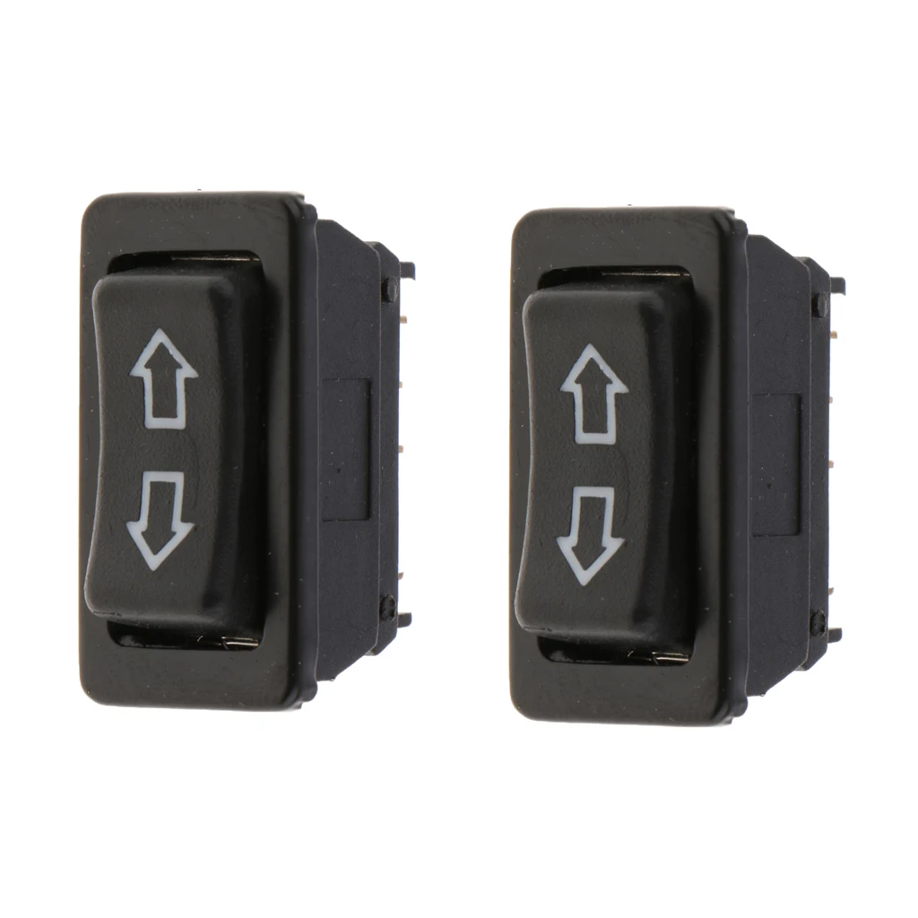 2pcs Car 2 Rows Electric Power Window Master Control Switch Green Led Light