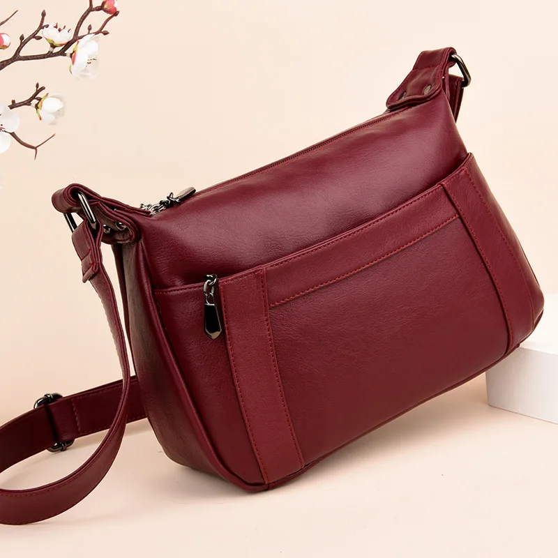 

Women's Multi-layer Oblique Back Crescent Package 2019 Simple Soft Leather Shoulder Messenger Bag Casual Tote Clutch Fashion Bag