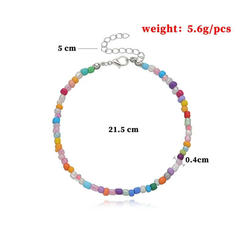 1 PC New Handmade Beaded Anklet Seed Bead Adjustable Colorful Ankle Bracelet On The Leg Foot Trendy Jewelry For Women Men 21.5cm - Image 3
