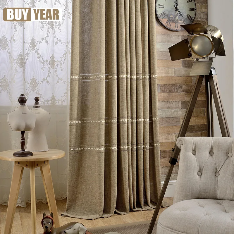 

New Curtain Thickened High-precision Linen Jacquard Shading Finish Product Customization Curtains for Living Dining Room Bedroom