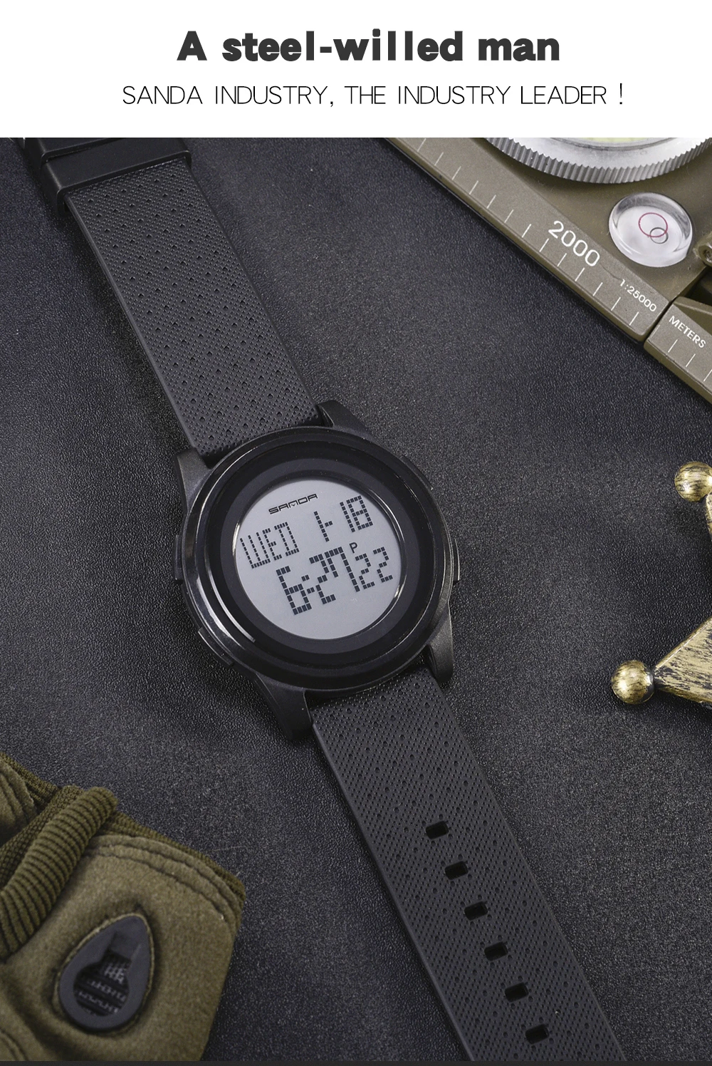 SANDA, Роскошные мужские часы, 9 мм, супер тонкие, аналоговые, цифровые, военные, для спорта на открытом воздухе, светодиодный, водонепроницаемые, наручные, электронные, мужские часы