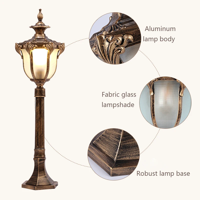 Waterproof LED Lawn Lamp European Aluminum Pillar Light Outdoor Courtyard Villa Landscape Garden Street Lamp