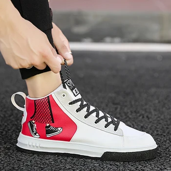 

AURONET High Top Men Sneakers New Men Casual Lac-up Sneakers Men Breathable Walking Sports Shoes Feminino Zapatos Drop Shipping