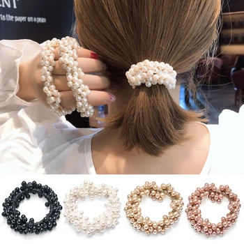 Rubber Band Pearl Beads Elastic Ponytail Holder 1