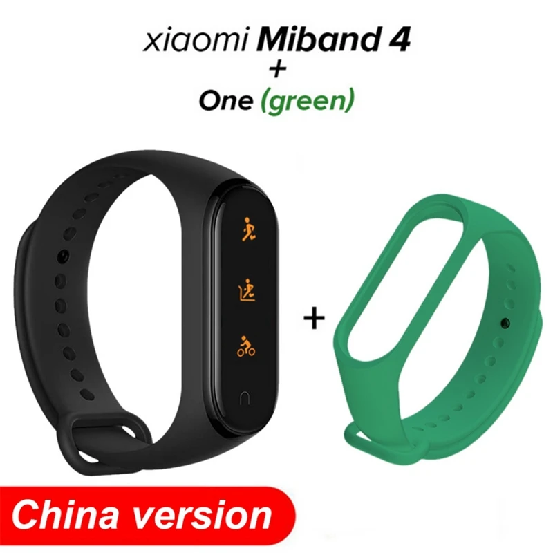 Add Green Xiaomi Mi Band 4 браслет для смарт-часов сердечного ритма фитнес 135 мАч цветной экран Bluetooth 5,0 Водонепроницаемый умный браслет - Цвет: Add Green