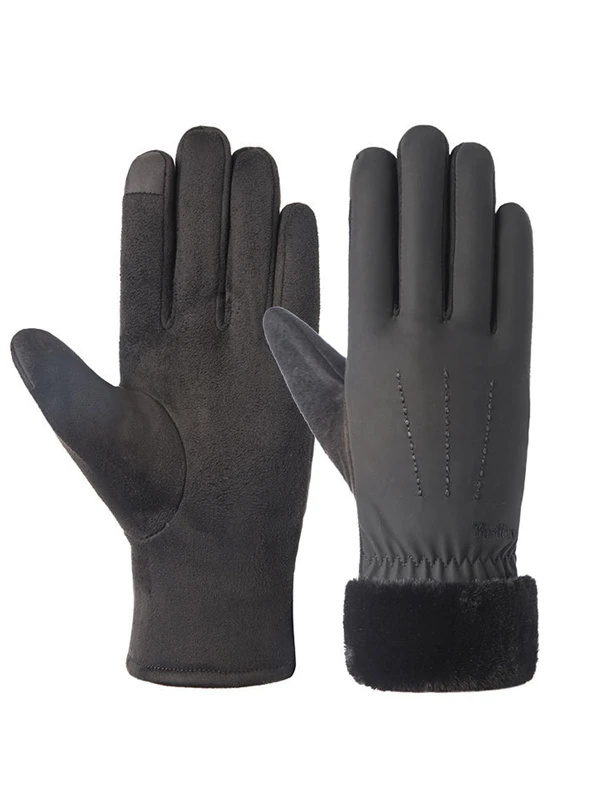Кружевные перчатки для сенсорного экрана, одноцветные варежки на полный палец с ворсом, утепленные ветрозащитные теплые зимние теплые перчатки унисекс - Размер перчаток: N901