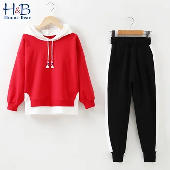 

Humor Bear Girls Suit Spring Autumn Outfit 2020 New Clothes Long Sleeves+Pants 2pcs Sets Princess Children'S Clothing 4-13