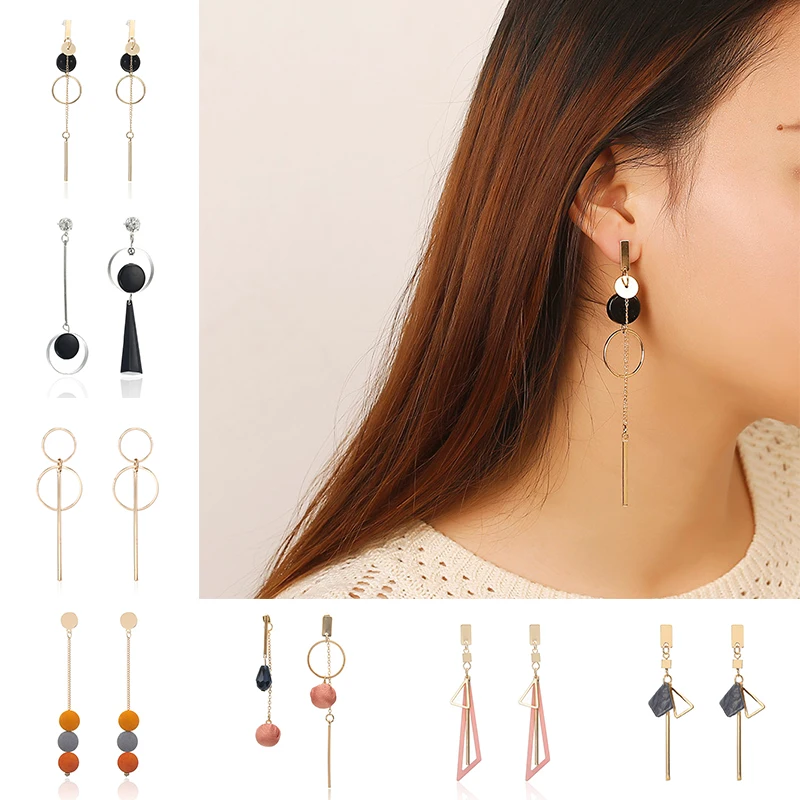 

Hot Sales Statement Earrings Long Earrings Woman Round Geometric Earring Simple Pendientes Largos Jewelry