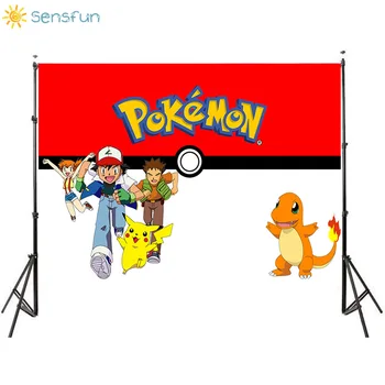 

Sensfun Japan Anime Cartoon Pokémon Little Fire Dragon Party Backdrops Birthday Party Photography Backdrop Children Vinyl Banner