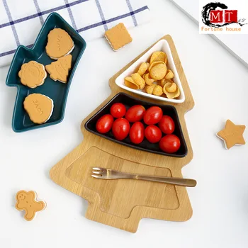 

Creative personality Christmas tree ceramic candy dish cake shop table decorations Nordic home snacks combination platter