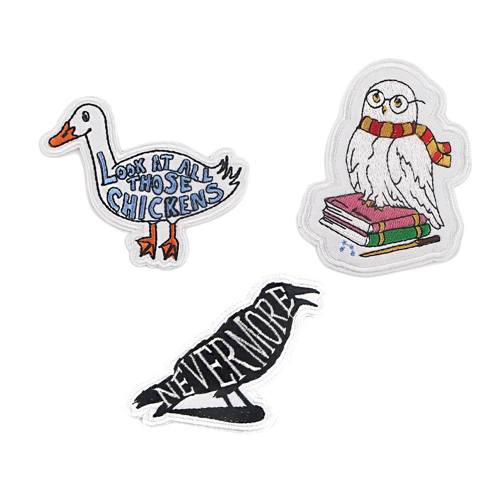 

R927 1pcs Owl Crow Duck Sticker For Clothing Applications Patches On Clothes Iron Embroidered Patch For Backpack Badge