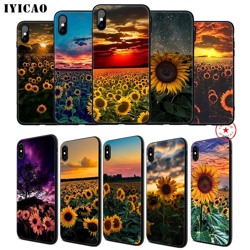 IYICAO Yellow sunflower Soft Phone Case for iPhone 11 Pro XR X XS Max 6 6S 7 8 Plus 5 5S SE Silicone TPU |