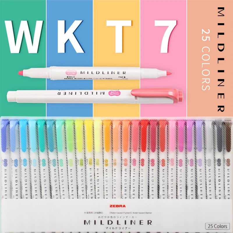 Zebra Mildliner Double Sided Highlighters - 5 Fine Color Set