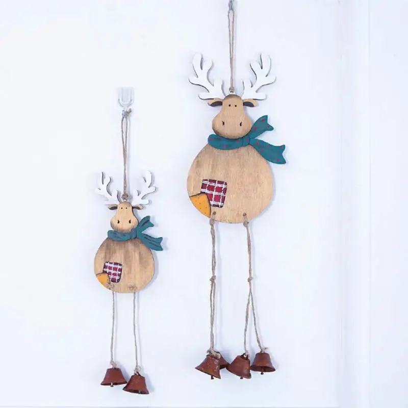 

Christmas Elk Bell Hanging Decorations Wooden Pendant Christmas Tree Bell Pendant Home Christmas Decorations