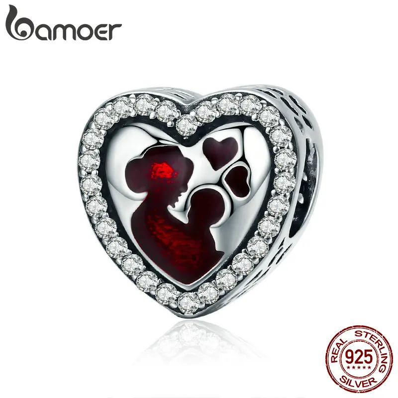 Preise BAMOER 100% 925 Sterling Silber Große Mutter der Liebe Herz Gravieren Charme Perlen fit Armband   Halskette Schmuck Mutter Geschenk SCC634