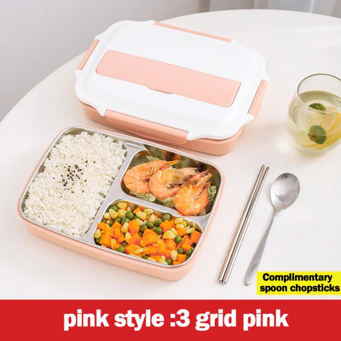 Коробка для обедов, еды, еды, контейнер для хранения, Microwavable пластиковые микроволновые многоразовые из нержавеющей стали@ LS