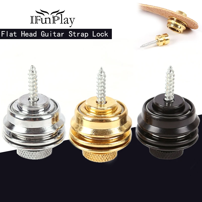 2pcs Universal Guitar Strap Lock Button Schaller Style Strap Lock Flat