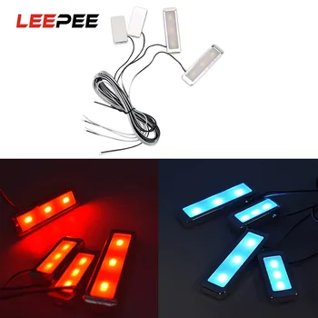 

LEEPEE 3 LEDs Armrest Inner Bowl Lights 4pcs Decorative Cool Door Handle Lighting Auto Interior Lamp Car-styling