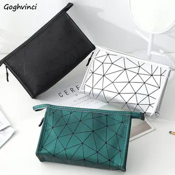 

Cosmetic Bags Waterproof Small Geometric Print PU Zipper Retro Large Capacity Functional Chic Makeup Storage Portable Cases Ins