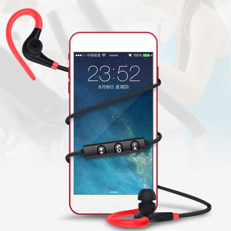 Беспроводная гарнитура с тяжелыми басами, Bluetooth, ушной крючок, Спортивная гарнитура для бега, для Iphone, samsung, huawei, гарнитура для мобильного телефона