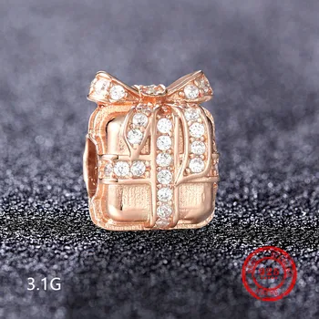 

100%925 Sterling Silver Crown Wallet Shape Yellow Bead CZ Zircon Suitable for Charm Bracelet Pendant DIY Original Jewelry Making