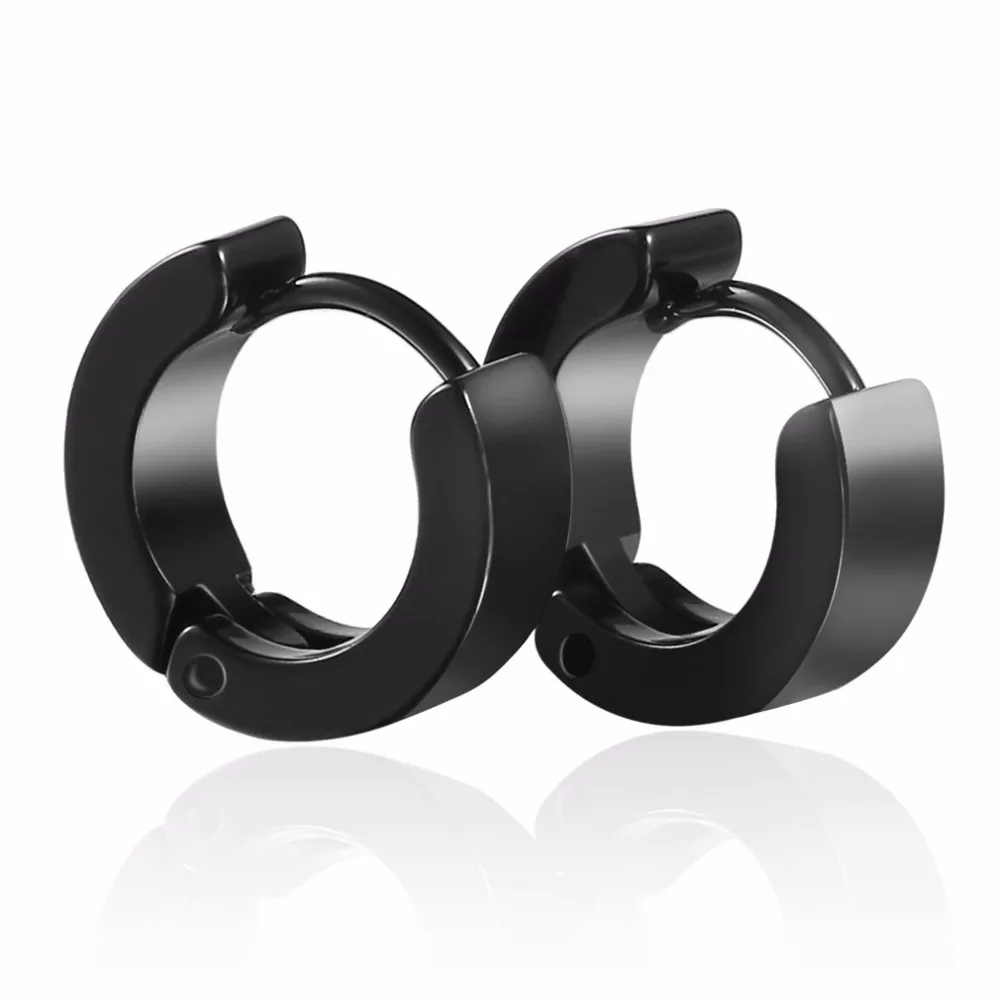 

Chic 1Pair Cool Punk Men's Stainless Steel Hoop Piercing Round Earring Ear Stud men jewelry top quality