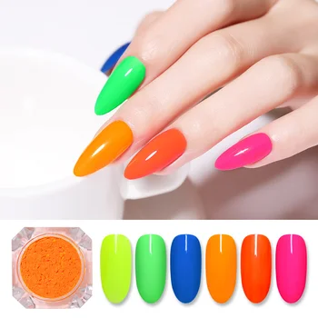 

2g Neon Nail Powder Glitter Dust Luminous Pigment Fluorescent Dust Mixed Colors Designs Nail Art Decoration Summer Theme