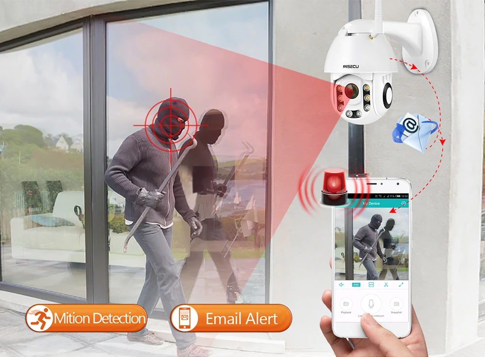  MISECU HD 1080P Wireless IP Camera AI Human Detection Pan Tilt 2MP Security Camera SD Card Outdoor 
