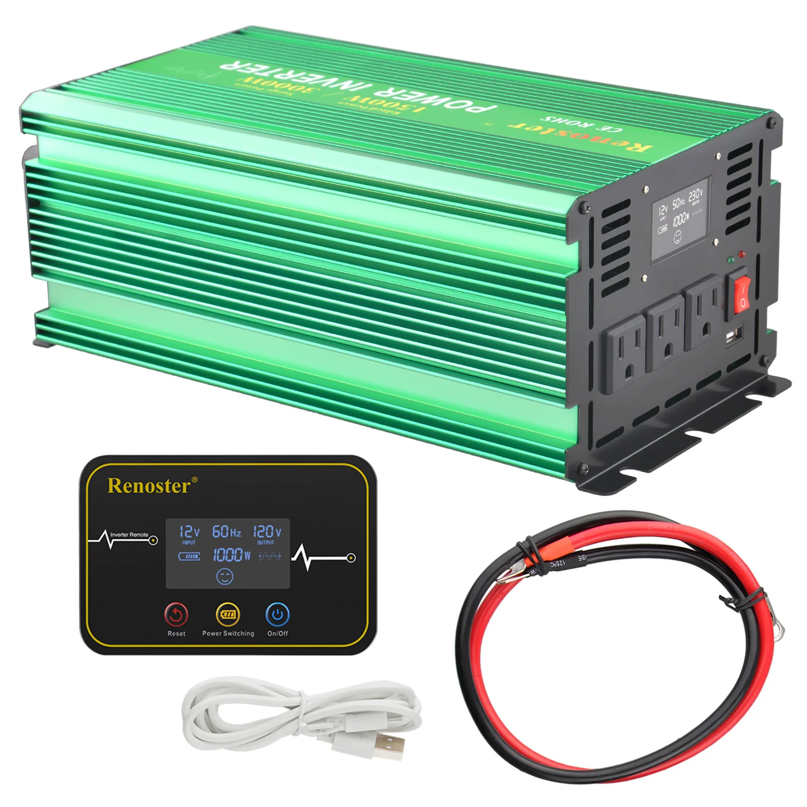 

Inverter Wireless 12V 220V 1500W peak pure sine wave power Charger Inverter solar display car RV converters with Remote control