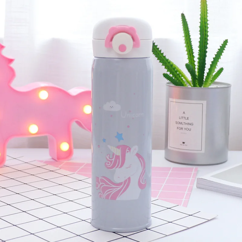 Gray Уникальные мини милые бутылки для воды коробка для молока форма прозрачный пластик мультфильм Розовый Единорог бутылка для напитков кофе пиво посуда для напитков - Цвет: Gray