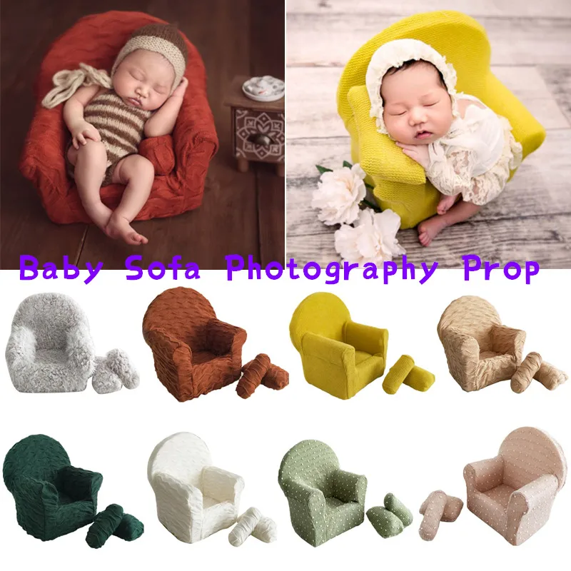 Accessoires de photographie pour nouveau-nés | 3 pièces, Mini canapé, ensemble coussin, chaise de prise de vue Photo infantile, accessoires de décoration pour la photographie